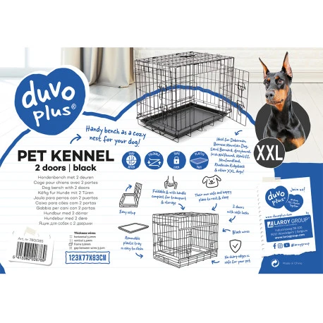 Duvo Cage En Fer Pliable 2 Portes Tirroir Plastic Noir - XXL - 123x77x83cm 6 Duvo Cage En Fer Pliable 2 Portes Tirroir Plastic Noir - XXL - 123x77x83cm - Afbeelding 4