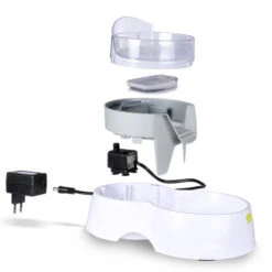 Duvo Distributeur Pet Feeder 2in1 Gris -1200ml - 28x19x17cm -Nest Vriend Verkoopwinkel distributeur pet feeder 2in1 gris 1200ml 28x19x17cm 3