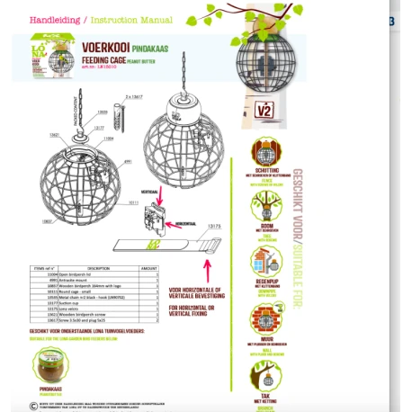 Mangeoire Lona "Voerkooi V2" - Vert - 20x20cm 4 Mangeoire Lona "Voerkooi V2" - Vert - 20x20cm - Afbeelding 2