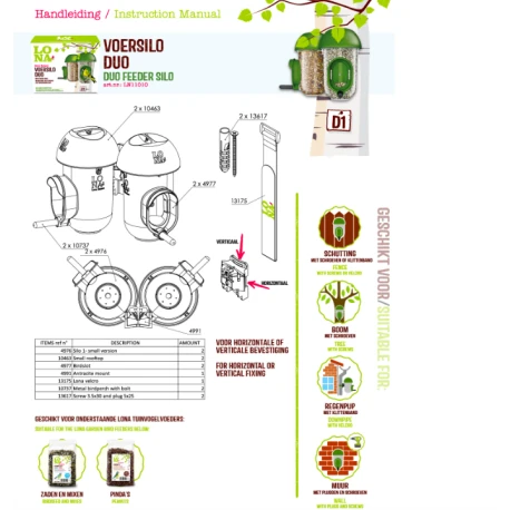 Mangeoire Lona "Voersilo D1 Duo" - Vert 4 Mangeoire Lona "Voersilo D1 Duo" - Vert - Afbeelding 2