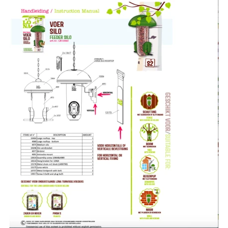 Mangeoire Lona "Voersilo S2" - Vert 4 Mangeoire Lona "Voersilo S2" - Vert - Afbeelding 2