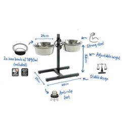 Duvo Twin Feeder Support Pied En H + Gamelles 4730ml - XXL - 52CM -Nest Vriend Verkoopwinkel twin feeder support pied en h gamelles 4730ml xxl 52cm 2